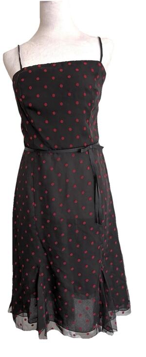 CDC Dresses & Skirts - CDC Black Red Polka Dot Dress Size 10 Spaghetti Straps Chiffon Fairy Whimsygoth